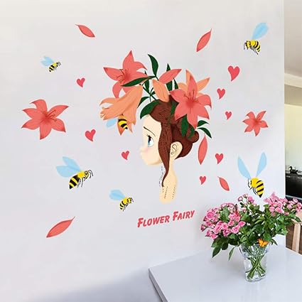 Kihui Belle Fleur Fée Dessin Animé Stickers Muraux Lys Fille