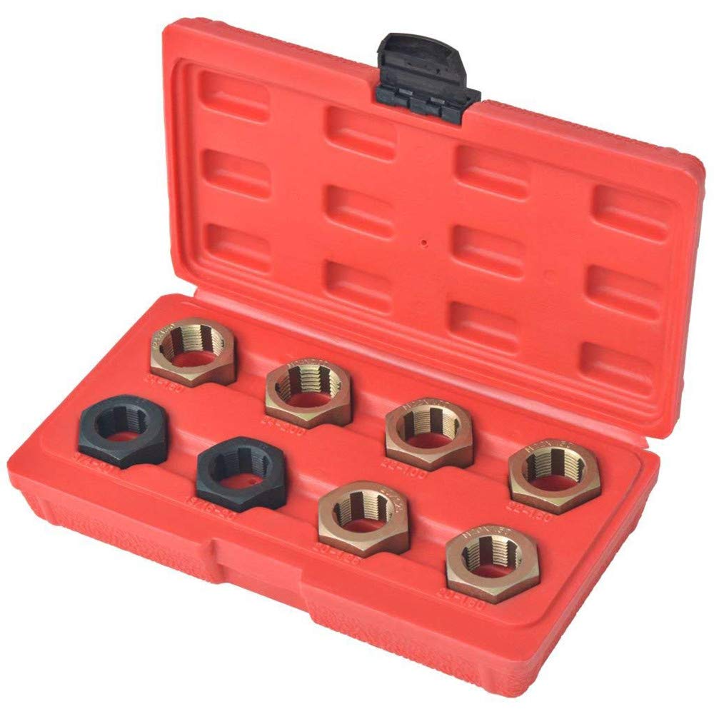 8Pcs Metric Thread Restorer Kit Thread Restorer Tap & Die Set Spindle Rethreading Tool for Cleaning and Changing Lines