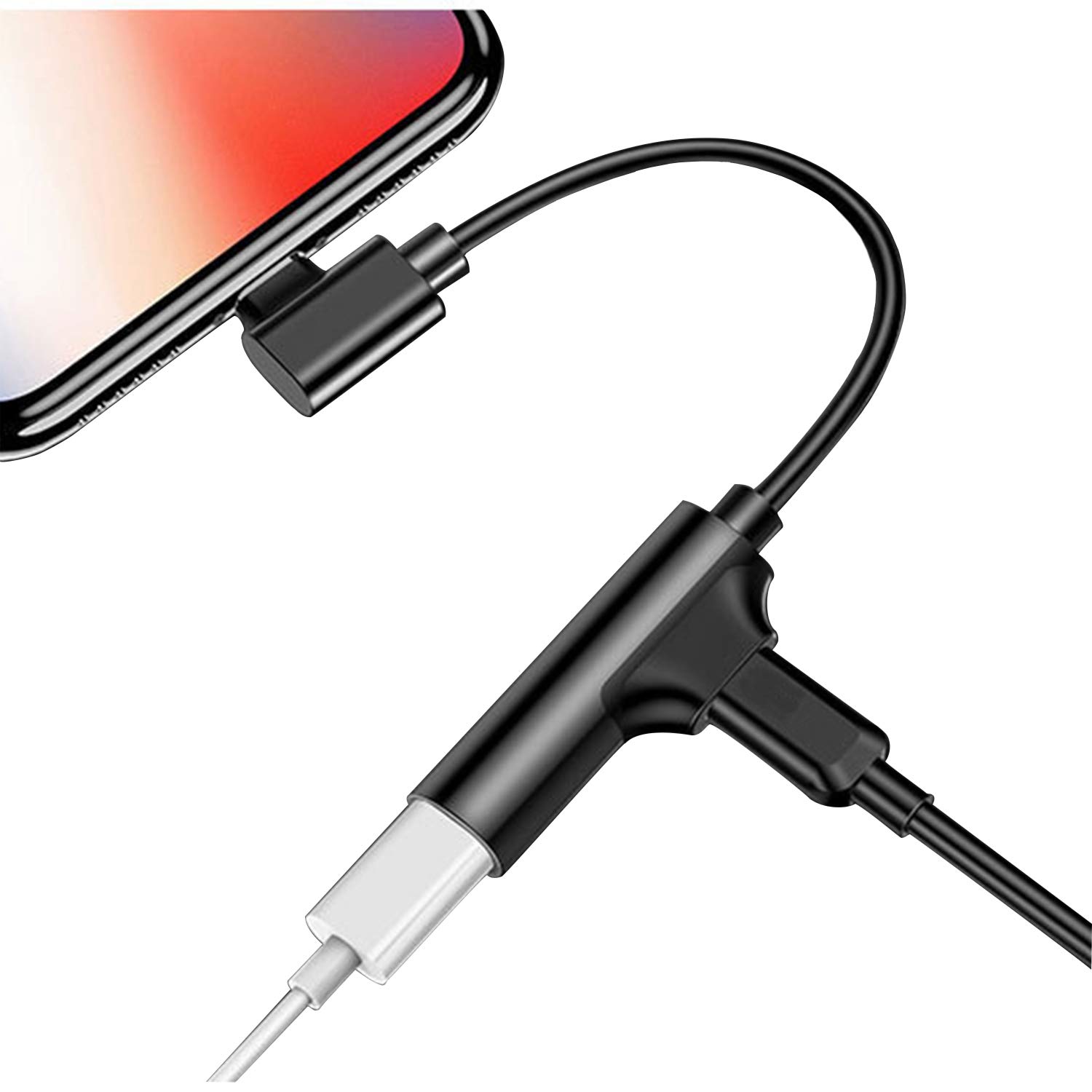 Headphone Splitters 2 in 1 Keychain Dual Jack Charger Music Earphone Extension Cable