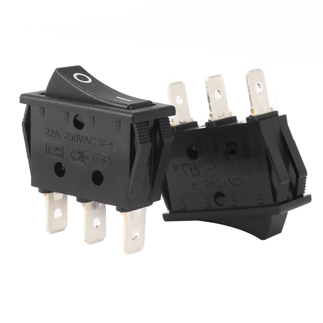 uxcell 10Pcs AC 16A/125V 16A/250V SPDT On-Off 3 Terminal 2 Position Boat Rocker Switches Black