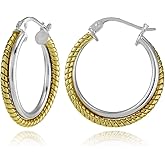 Sterling Silver Polished Twist Round Hoop Earrings, 20mm or 25mm
