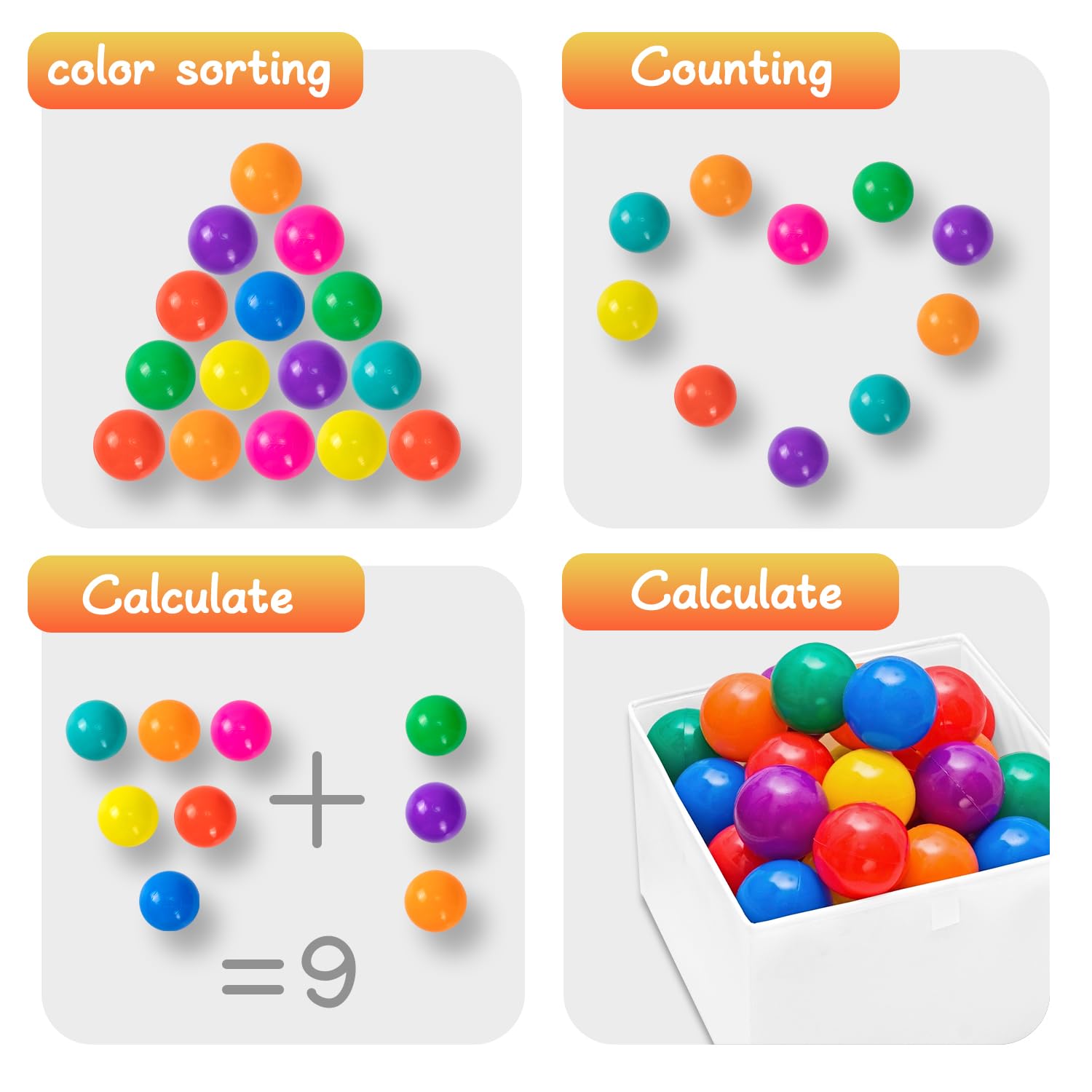 Markdang 170 PCS Ball Pit Balls 2.1-2.2” Free Crush Proof Plastic Ball for Baby and Toddler -8 Bright Colors with Zip Storage Bag,Baby Pool Water Toys,Kiddie Pool