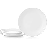 Corelle Vitrelle 8-Piece Dinner Plates Set Triple Layer Glass and Chip Resistant, Lightweight Round Plates, Winter Frost White