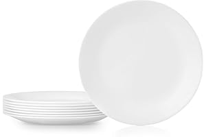 Corelle Vitrelle 8-Piece Dinner Plates Set, Triple Layer Glass and Chip Resistant, Lightweight Round Plates, Winter Frost Whi