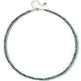 XIJIN Natural Stone Bead Necklace for Women Handmade Boho Multicolor Beaded Choker Necklace Gift for Her