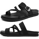 KuaiLu Womens Orthopedic Sandals With Comfortable Arch Support Cushion Yoga Mat Slides Fashion Summer Beach Flat Sandles Adjustable Open Toe Travel Outdoor Plantar Fasciitis Flip Flops US Size 5-11