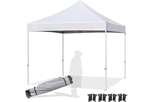 LIUJIAYI Easy 10x10 Pop Up Canopy Tent with Peak Tensioner, Heavy Duty for Commercial Use, Industry-Leading 3000mm Waterproof, 500D Silver Coated Top, Wheeled Bag, 4 Sandbags, Stakes & Ropes, White