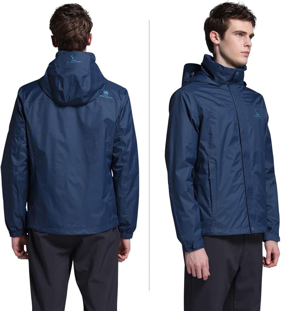 CAMEL CROWN Mens Waterproof Jacket Hooded Windbreaker Windproof Rain Coat Shell for Outdoor Hiking Climbing Traveling at  Men’s Clothing store