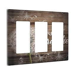 Rustic Butterfly Dandelion on Brown Wood 3 Gang