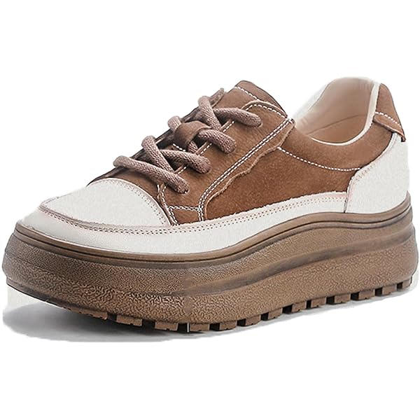 Amazon.com | ZUYIYIA Women's Leather Lace Up Platform Sneakers