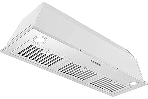 JOEAONZ Range Hood Insert 36 Inch 600CFM Stainless Steel Household Built-in Vent Hood Ducted/Ductless Convertible, Kitchen Ventilation Stove Exhaust Fan, Dual LED lights, Split Grease Baffle Filters