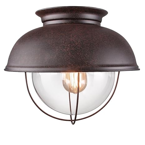Laluz Rustic Flush Mount Lighting Distressed Close To Ceiling