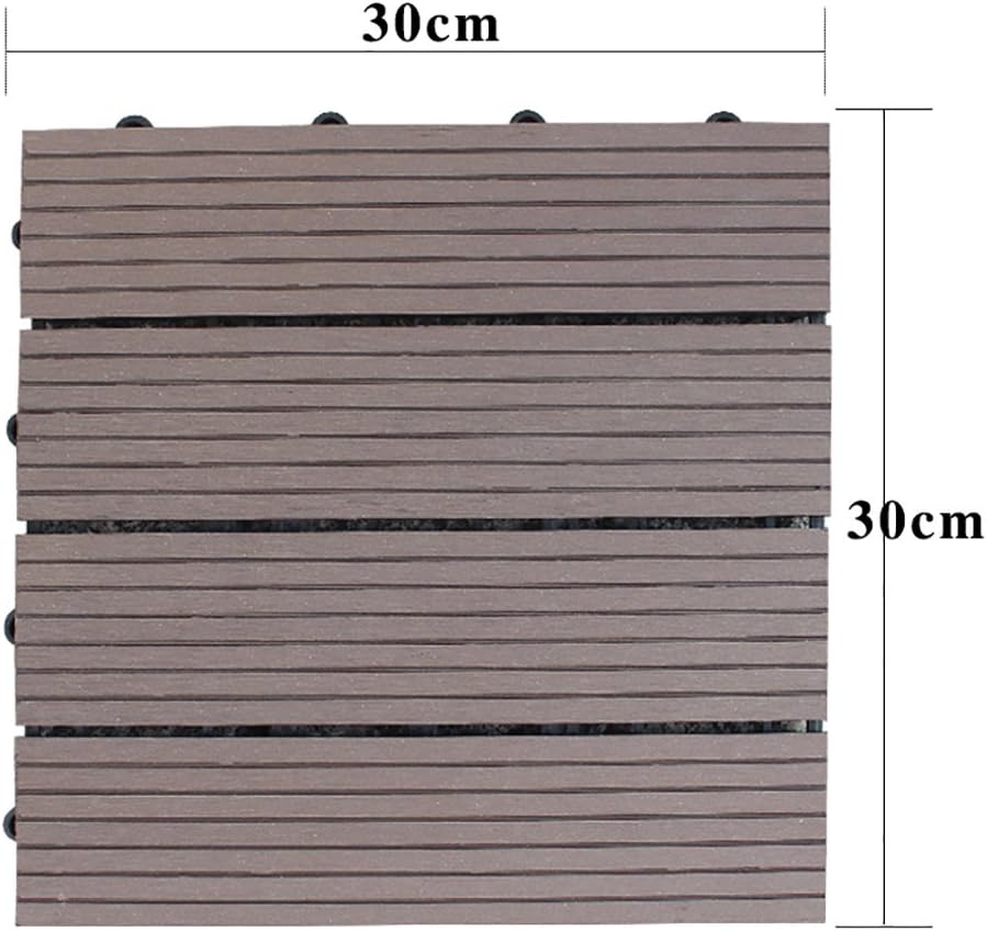 Flooring Outdoor Flooring, Plastic Wood DIY Garden Courtyard Anti-skid Floor Indoor Balcony Bathroom Anti-corrosion WPC Flooring size:30 * 30 * 2.2cm (Color : C, Size : 30 * 30cm)