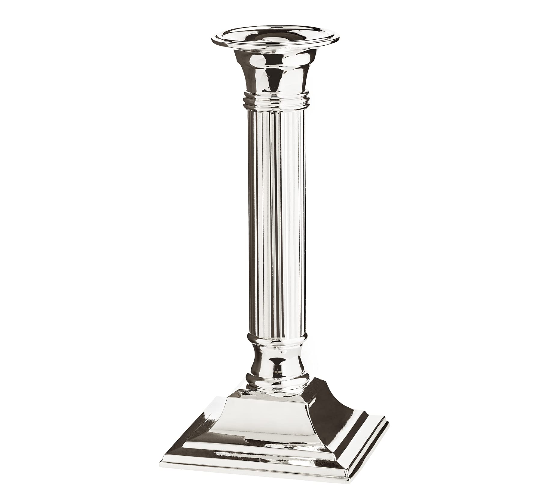 EDZARD Candlestick Lincoln, fluted shaft, height 7,5 in, silver plated, tarnish protected