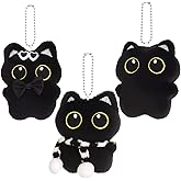 Zhamate 3 Pcs Black Cat Plush Keychain Cute Black Cat Bag Charms Keychains for Backpacks Handbags Purse