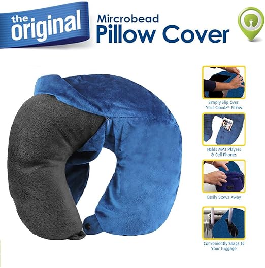 Amazon Com Cloudz Washable Travel Neck Pillow Cover Blue Home