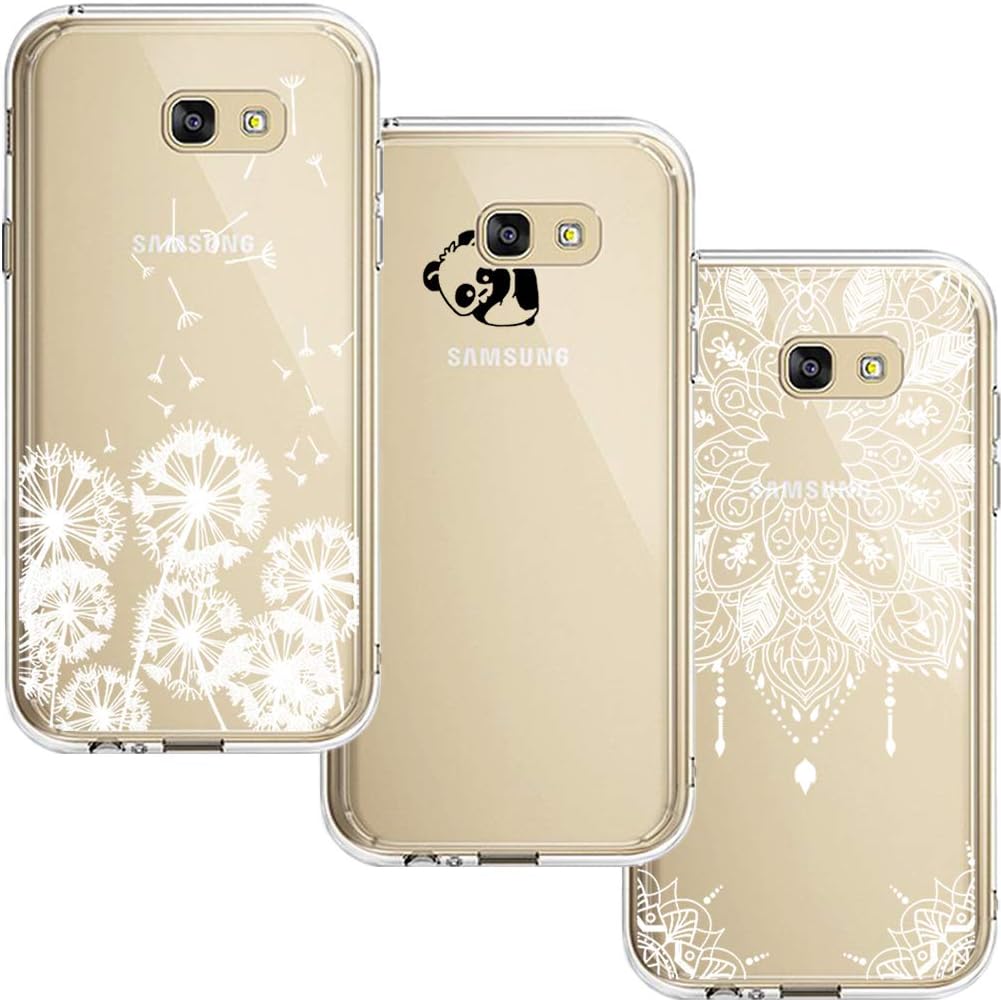 [3 Pack] Samsung Galaxy A5 2017 Case, Shumeifang® Ultra Thin Soft Gel TPU Silicone Case Cover with Cute Cartoon for Samsung Galaxy A5 2017 - Dandelion & Panda & Mandala