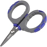 Booms Fishing XW01 Braided Line Scissors, Fishing Line Cutters with Lanyard | 4.1" Micro-Serrated Fishing Scissors, Cuts Braid/Mono/Fluoro Cleanly, Big Non-Slip Grip, Blunt Tip, Saltwater and Freashwater