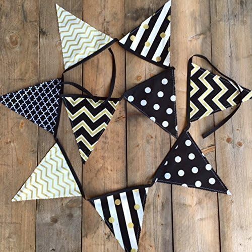 Black and Gold Fabric Tailgate Party Spirit Flag Banner Bunting