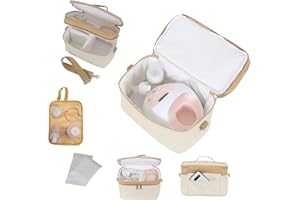 GEMBEBE Wearable Breast Pump Bag with Adjustable Shoulder Strap, Compatible with Elvie, Medela, and Momcozy Breast Pumps. Pumping Bag with Waterproof Mat, Perfect Pump Bag for Work and Travel