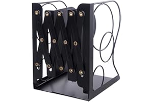JIARI Adjustable Bookends Metal Book Ends Holder Shelf Heavy Duty Nonskid Bookend for Heavy Book (Round Black)