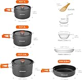 Odoland Camping Cookware Set Non-Stick Lightweight Mess Kit for 4-6 view 4