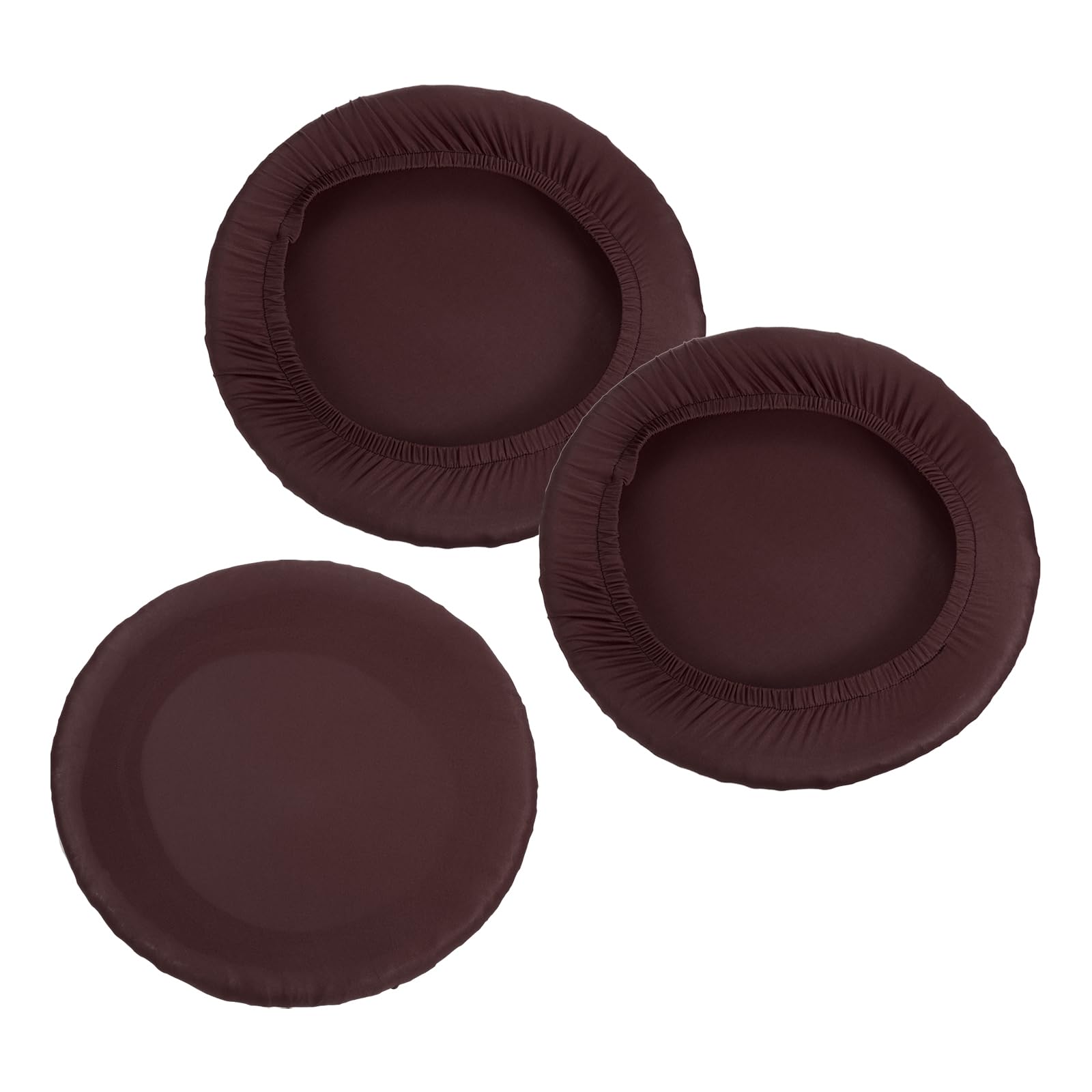 PATIKIL 9.5" Round Bar Stool Cover, 3 Pack Elastic Bar Stool Cover Washable Seat Cover for Diameter 11"-16" Chair, Brown