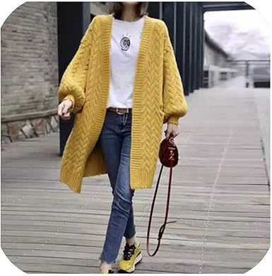 yellow sweater coat