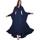 TOLEEN Casual Dresses for Women Long Sleeve Flowy Swing Chiffon Maxi Dresses Blue