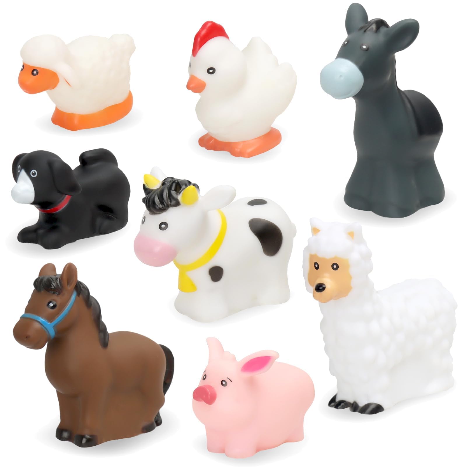 HAFTIK Farm Animal Toddler Toys - 8-Piece Figure Set for Educational Pretent Play, Farm Animal Toys for 1,2,3 Years Old Boys Girls