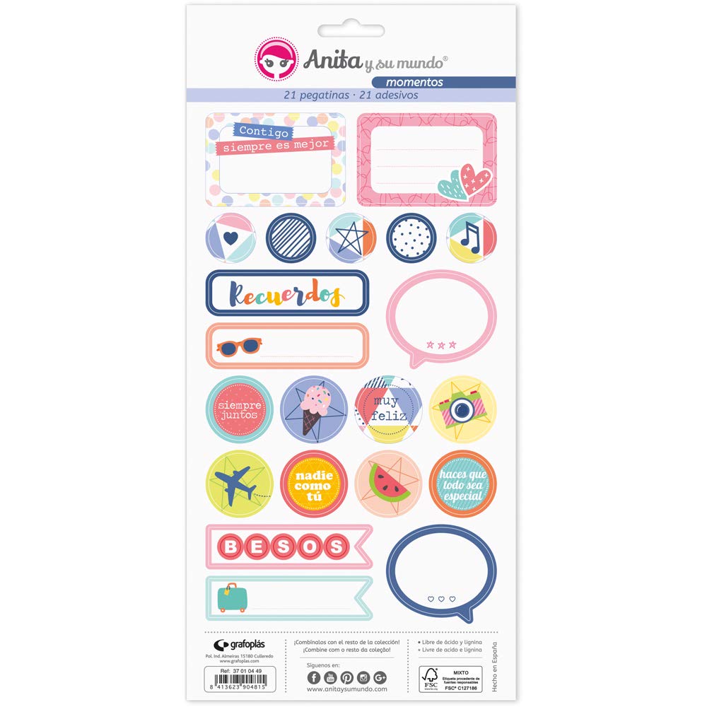 Anita and Su Mundo Stickers, Multi-Colour, 15 x 32 cm, 5