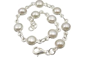 SilverStarJewel Solid Sterling Silver Pear Shape Pearl June Birthstone Bracelet 7.8 Grams Hanukkah Sales