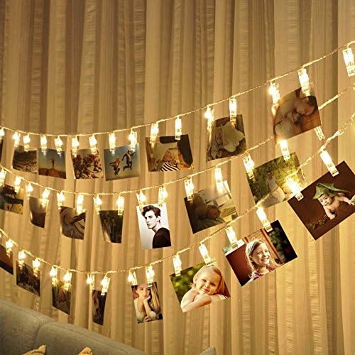 2M 20 LED String Lights with Photo Clip Battery Operated Christmas Lights Wedding Party Window Home Decoration Lights (Warm White)