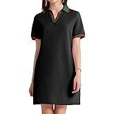 PEHMEA Women's Polo Dress Collared Short Sleeve V Neck Golf Tennis Casual Mini Summer Shirt Dresses with Pockets