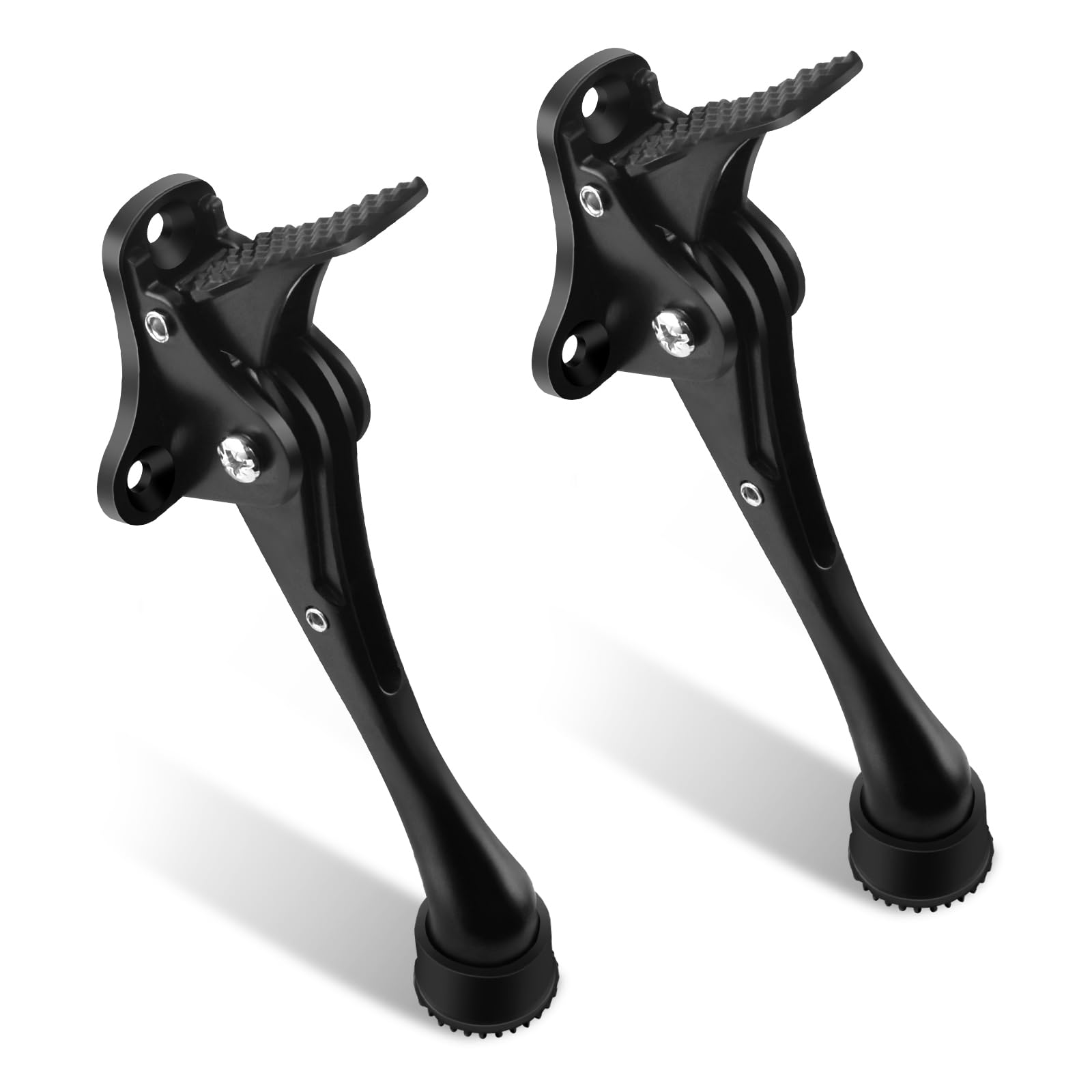 TOKPLNU Kick Down Door Stop, 4 Inch Long KickDown Door Stopper for Floor, Zinc Alloy, Heavy Duty Black Kick Down Door Stay Holder with Rubber Tip & Spring for Patio Outdoor Gate, Keep Door Open — image 1