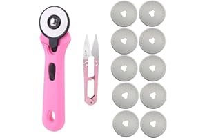 FeiLyKi Rotary Cutter-45mm Fabric Cutter wheelcutter, 10 Replacement Rotary Blades-FLK3015
