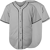 MESOSPERO Plain Button Down Blank Baseball Jersey Short Sleeve Hipster Hip Hop T Shirts