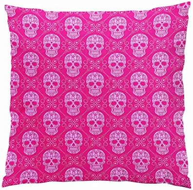 Gygarden Beauty Pink Sugar Skull Hidden Zipper Home Sofa Decorative Throw Pillow Cover Cushion Case Square 16X16 Inch Two Sides Design Printed Pillowcase