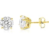 Vir Jewels 1/2 to 2 Carat Lab Grown Diamond Stud Earrings 14K Yellow Gold VS1 Clarity for Women in Round Prong Set