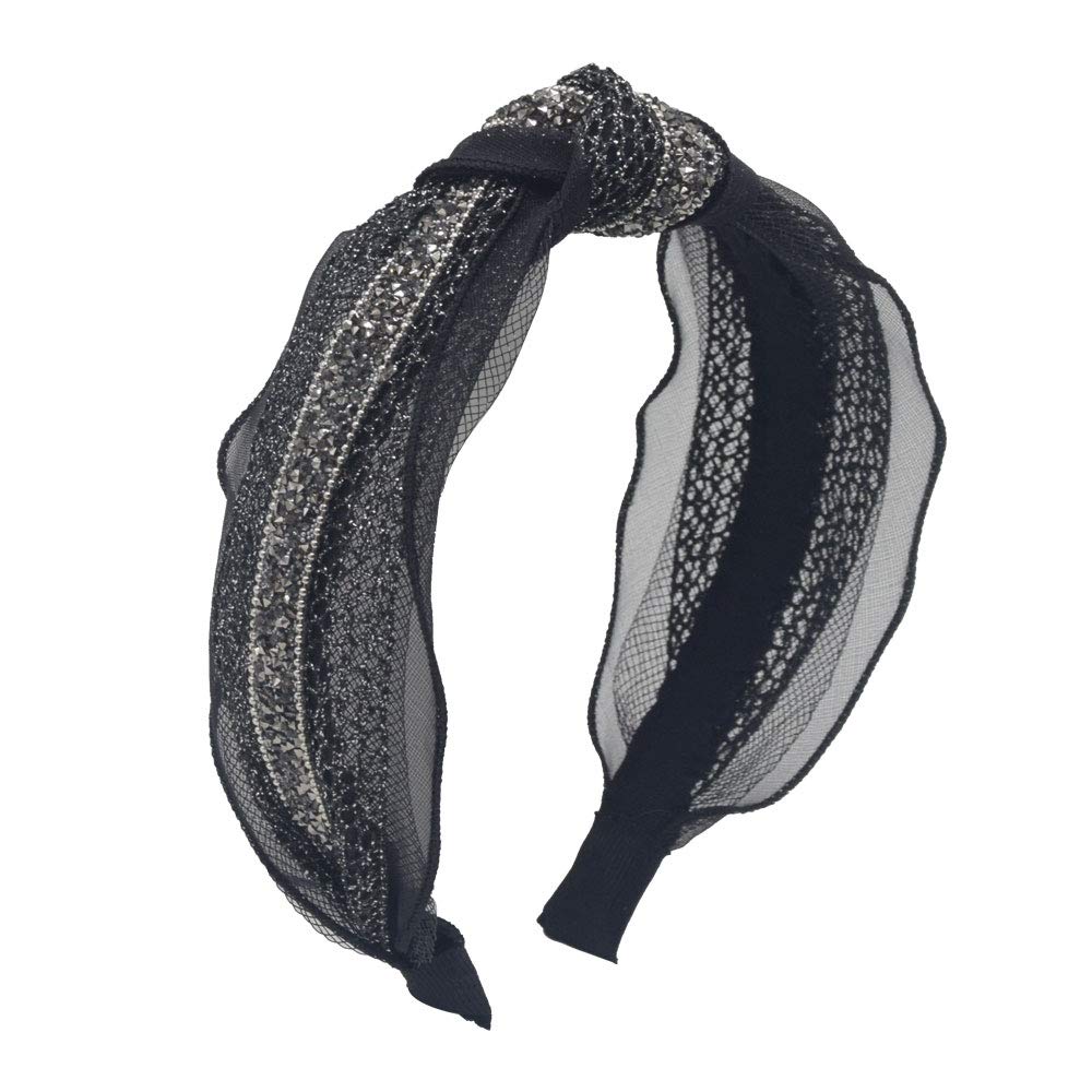 MHDGG 1Pcs Knotted Headbands for Women Black Headband Turban Headbands for Women