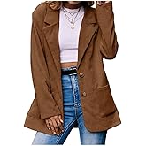 Ladyful Womens Lapel Corduroy Blazer Jacket Dressy Casual Business Suit Jacket Fall Trendy Work Outerwear