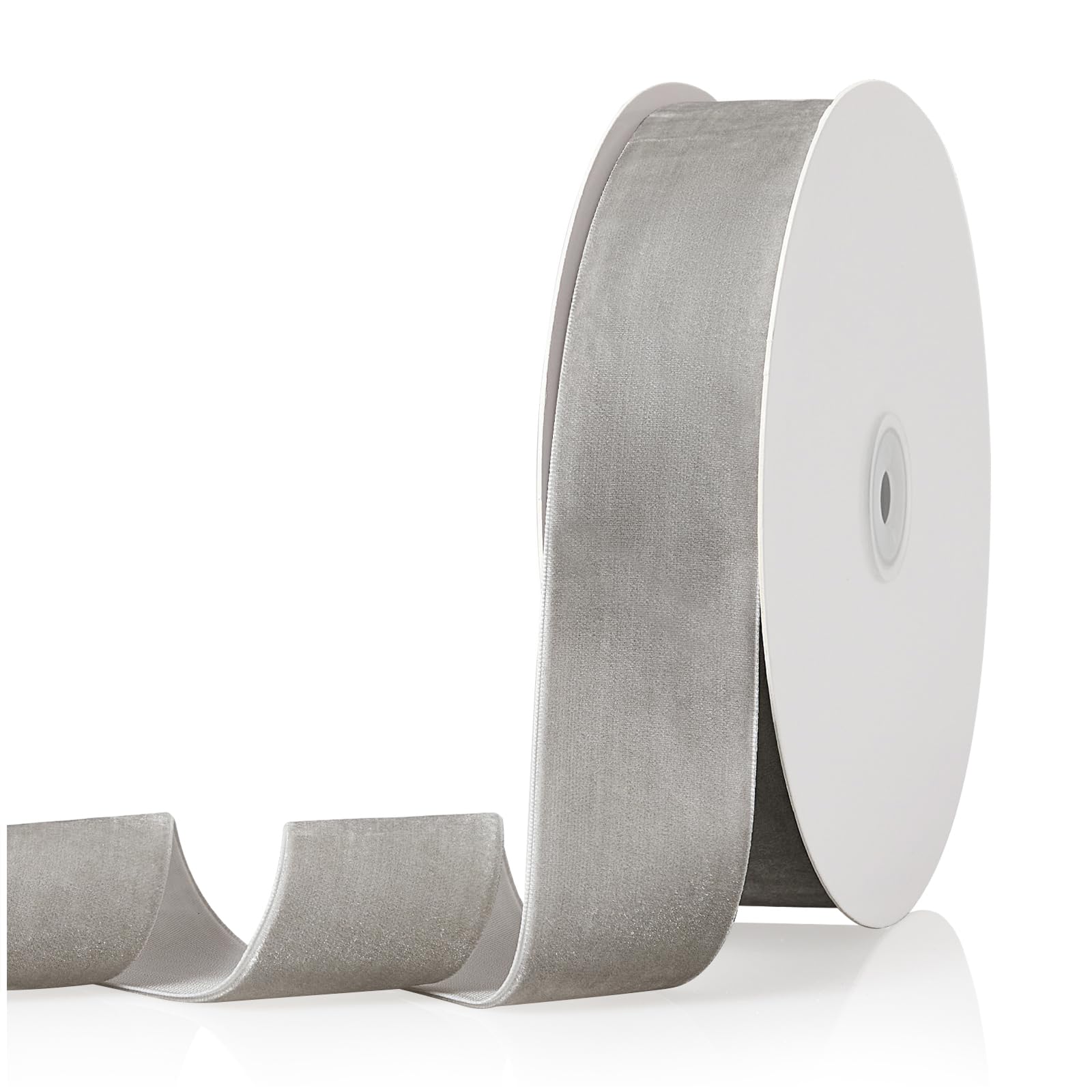 Photo 1 of 1.5" X 20 Yards Silver Grey Velvet Ribbon for Christmas Tree Wreath Vintage Decoration Handmade Crafts Ornaments Gift Wrapping and Bow Making