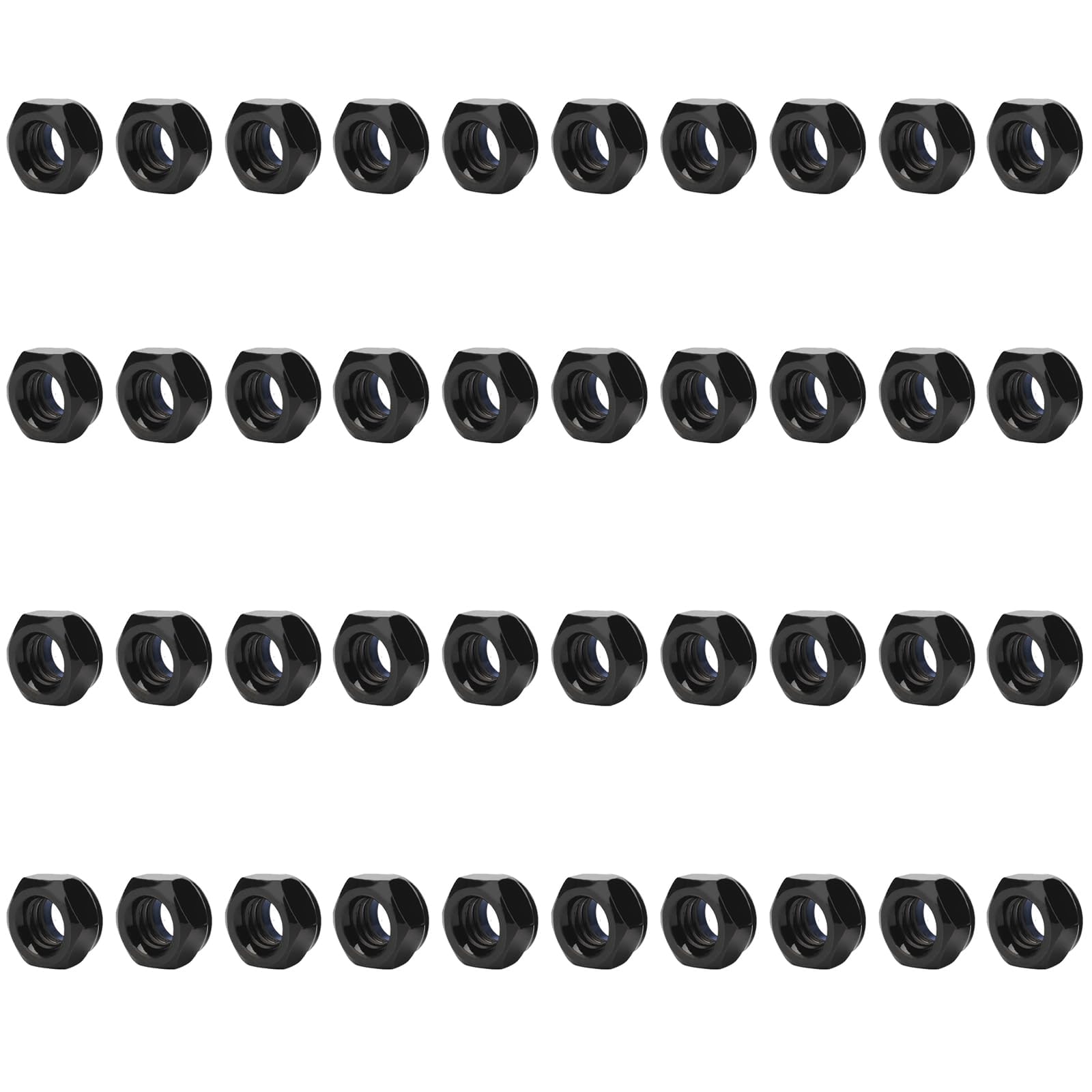 M8 Hex Lock Nuts, Stainless Steel 304 Black Nylon Insert Fastening Nut, Pack of 40