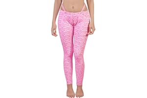 Littleforbig Silky Y2K Yoga Leggings with Built-in Camel Toe, Thong Strap Feminine Fit Sissy Style All-Over Print Pants