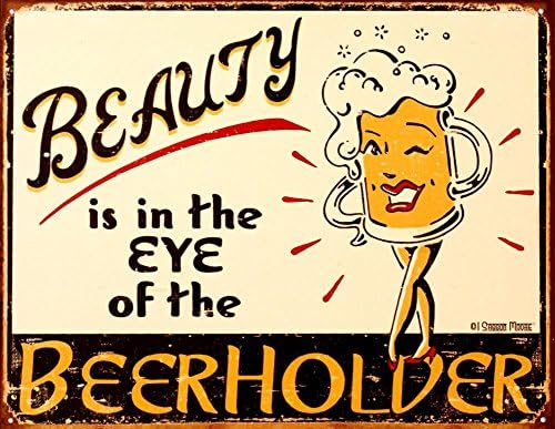 Desperate Enterprises Moore - Eye of The Beerholder Tin Sign, 16" W x 12.5" H