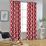 Melodieux Moroccan Fashion Room Darkening Blackout Grommet Top Curtains, 52 by 63 Inch, Red (1 Panel)