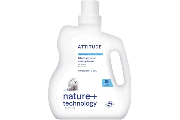 ATTITUDE Liquid Fabric Softener, Plant-Based & Vegan, HE Compatible, Naturally Derived, Made in Canada, Wildflowers Scent, 80