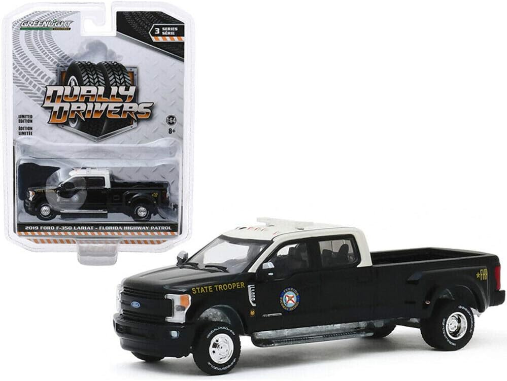 Greenlight 46030-E Dually Drivers Series 3-2019 Ford F-350 Dually - Florida Highway Patrol State Trooper 1:64 Scale