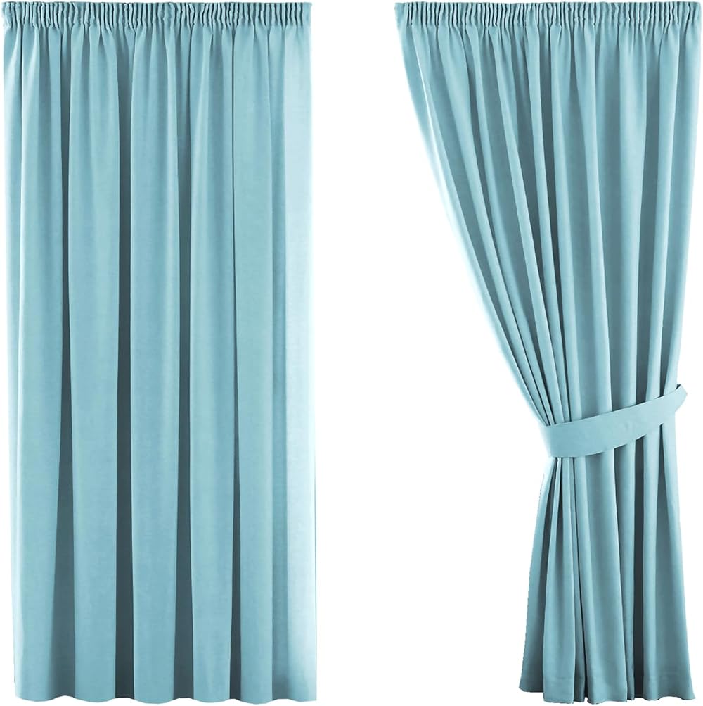 H.Versailtex Solid Thermal Insulated Blackout Curtains 46x54 2 Panels Canal Blue