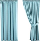 H.Versailtex Solid Thermal Insulated Blackout Curtains 46x54 2 Panels Canal Blue
